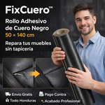 2x1 FixCuero™ – Rollo Adhesivo de Cuero Negro Repara tus muebles en minutos (50 × 140 cm) + Envío Gratis